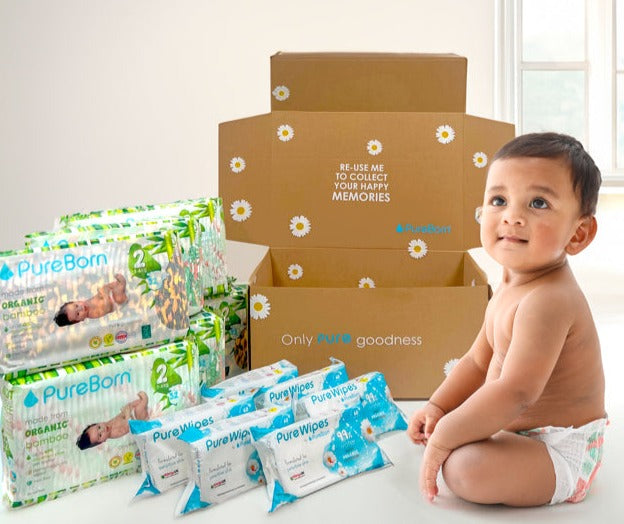 6 packs of Organic Bamboo Diapers + 4 packs of Wipes
