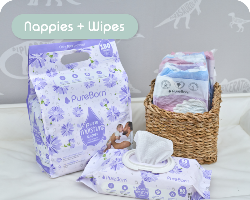 6 packs of Organic Bamboo Nappies + 4 packs of Wipes